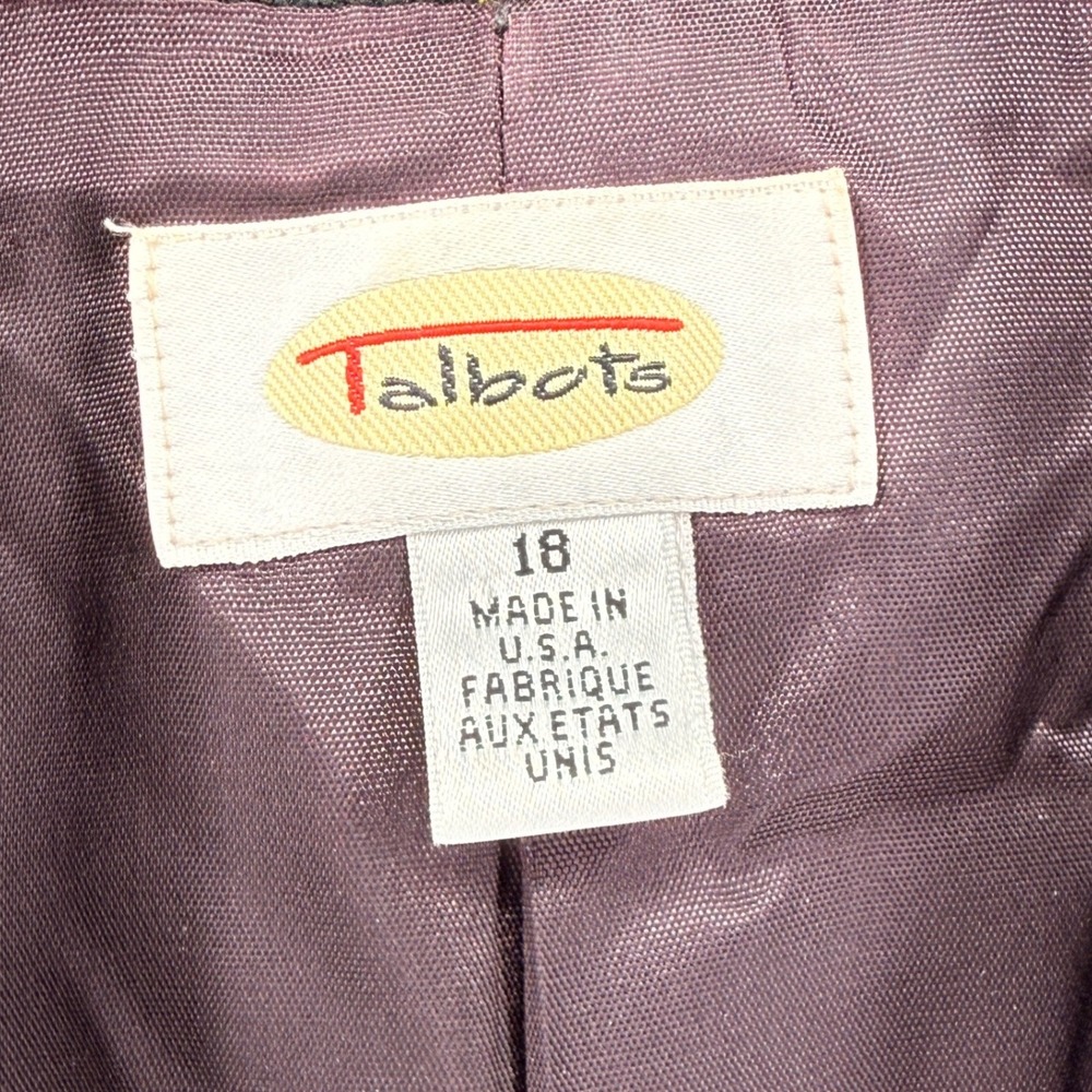 Vintage Talbots Tartan Blazer Womens 18 Pre-Owned Jacket Green Wool Blend USA - Picture 3 of 13
